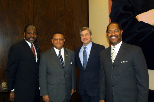 Howard Business School Dean Barron Harvey, Howard President H. Patrick Swygert and Jamie Dimon